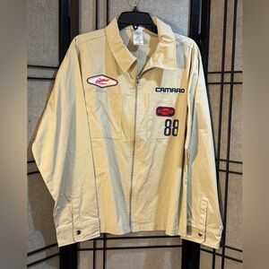 Camaro IROC-Z  Z28  Motorsport Racing Jacket Mens Large Chevy NWT 1988 Beige zip